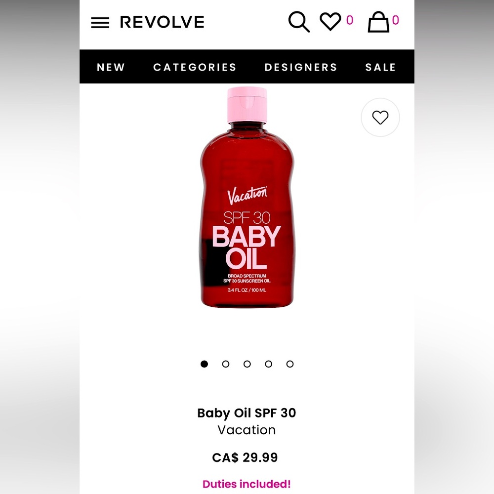 NWT VACATION SPF 30 BROAD SPECTRUM BABY OIL